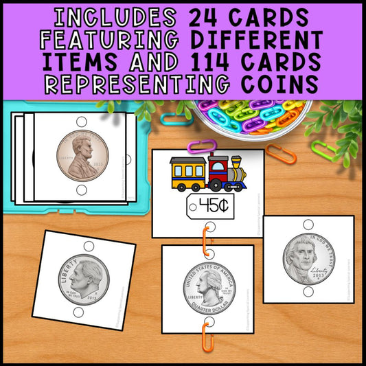Money Linking Chains: Fine Motor Activity - Math Centers & Task Boxes