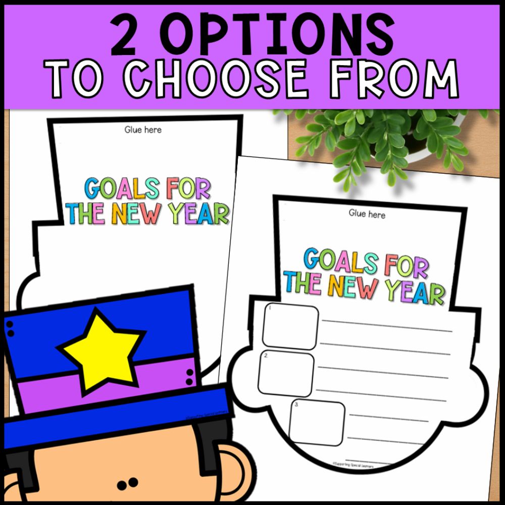 New Years Resolution Worksheets and Craft Writing Activities - Special Education