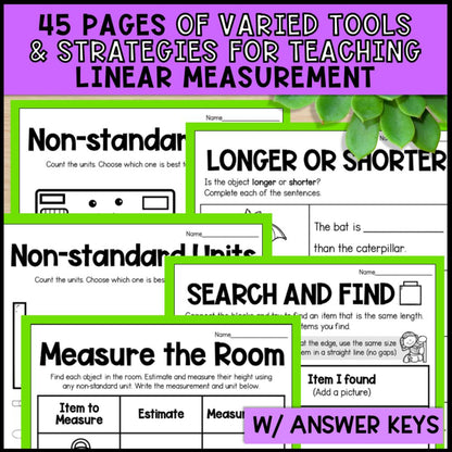 Non-Standard Measurement Activities: Worksheets, Posters & Task Cards