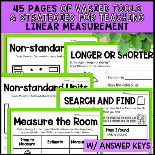 Non-Standard Measurement Activities: Worksheets, Posters & Task Cards
