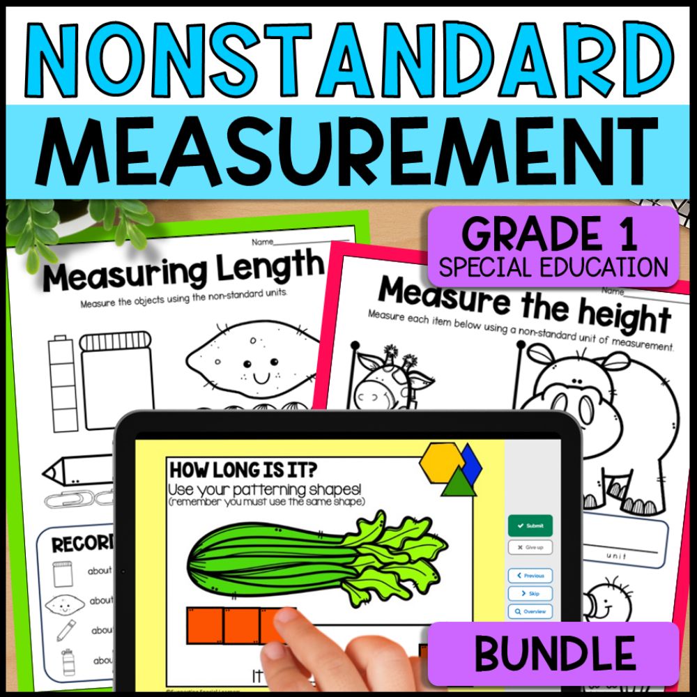 Nonstandard Measurement Bundle: Worksheets, Posters, Task Cards & More