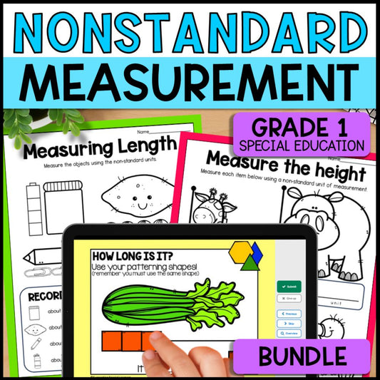 Nonstandard Measurement Bundle: Worksheets, Posters, Task Cards & More