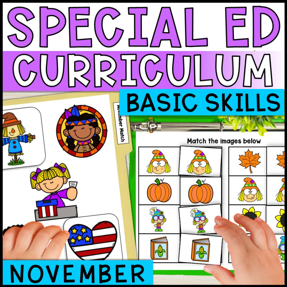 november special education basic concepts ela math worksheets cover