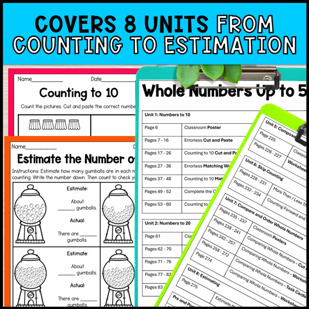 Number Sense Whole Numbers to 50 - 1st Grade Math Special Education