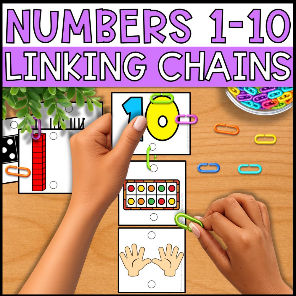 Numbers 1 to 10 Linking Chains: Fine Motor Activity - Math Centers