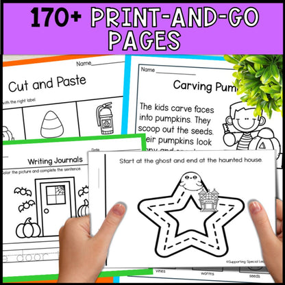 October Special Education Basic Concepts: ELA & Math Worksheets