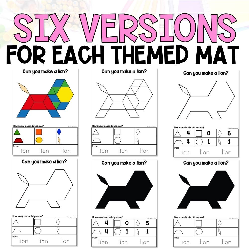 pattern block mats bundle six versions each mat
