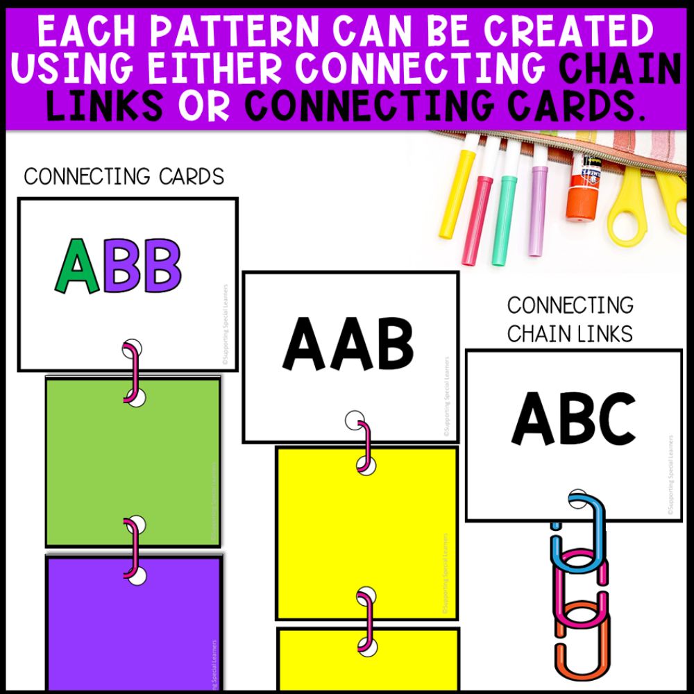 Chain Links Math Patterns Linking Chains: Fine Motor Activity - Math Centers