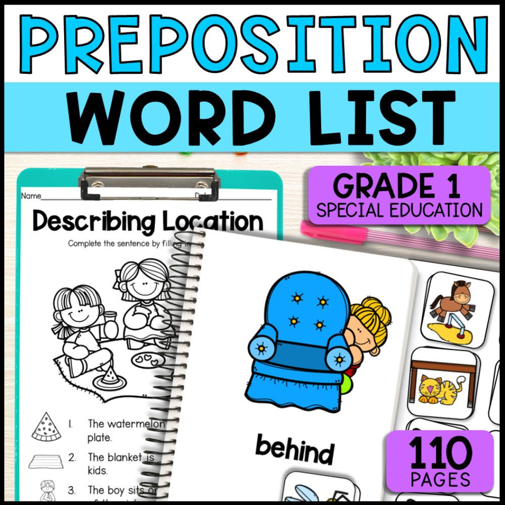 Preposition Activities: Preposition Word List & Visuals