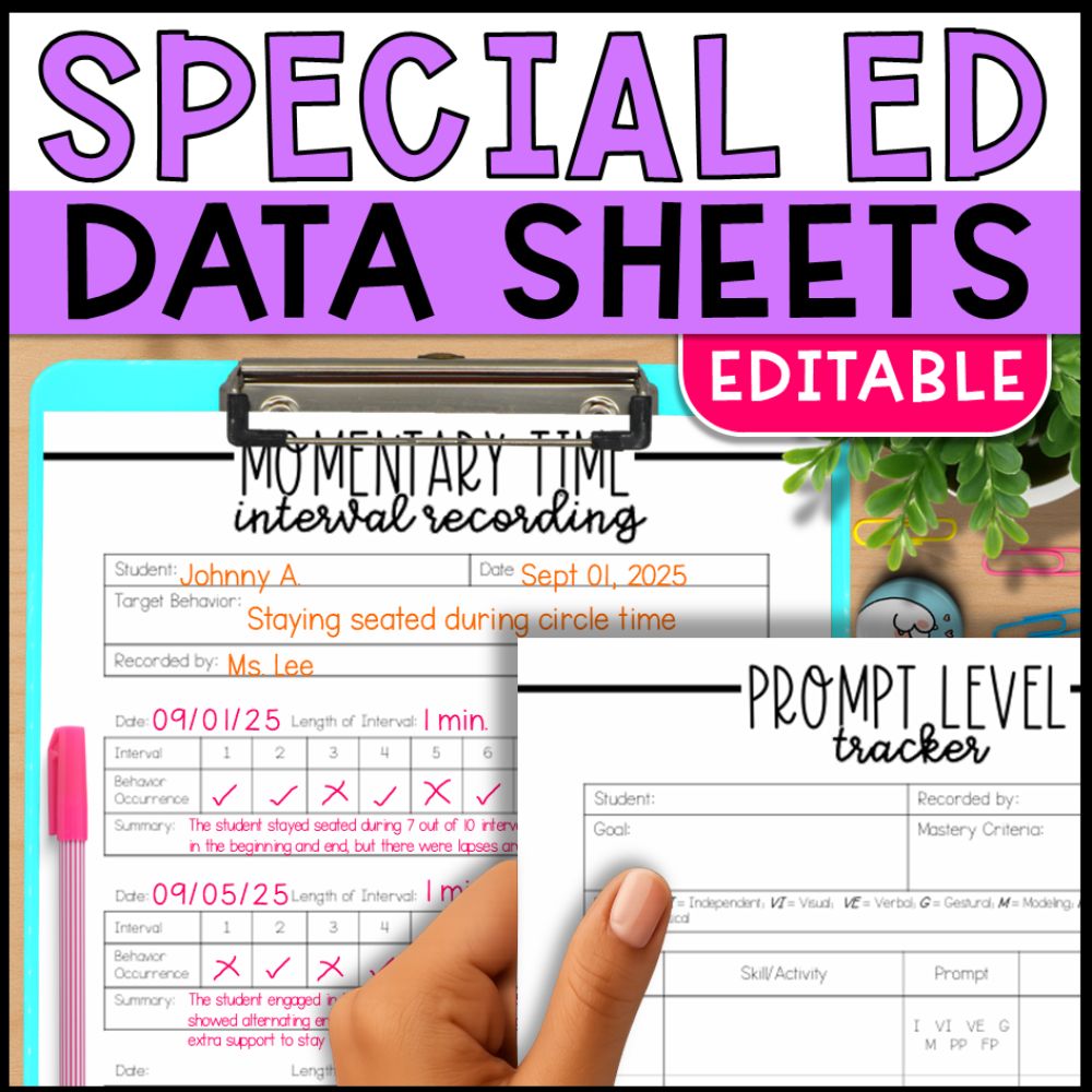 Editable Progress Monitoring & IEP Data Collection Sheets