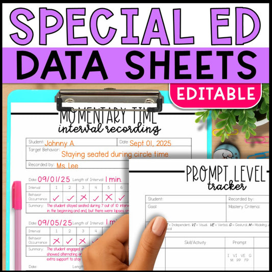 Editable Progress Monitoring & IEP Data Collection Sheets