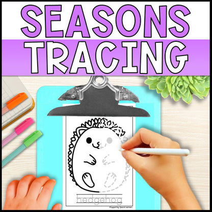 seasonal tracing worksheets and fine motor activities bundle cover