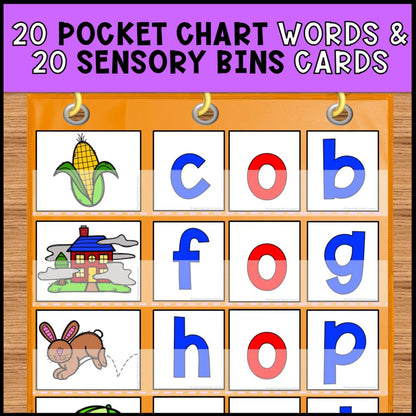 short o cvc words pocket chart words and sensory bins cards