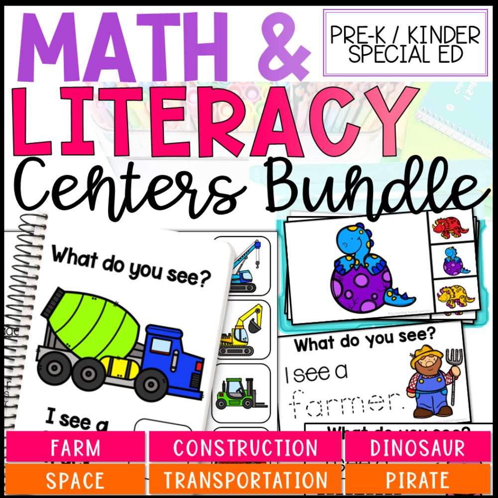 six themes math and literacy bundle cover