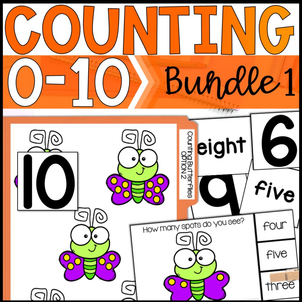 Six Themes Counting to 10: Adapted Books, Task Cards, and File Folders