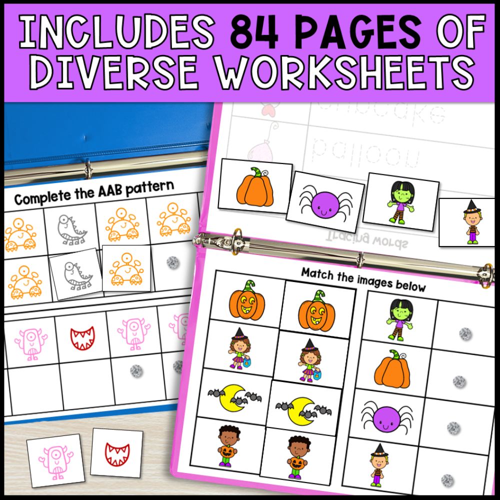 special education morning work binders - halloween 84 pages of worksheets