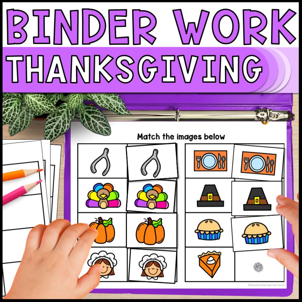 special education morning work binders - thanksgiving cover