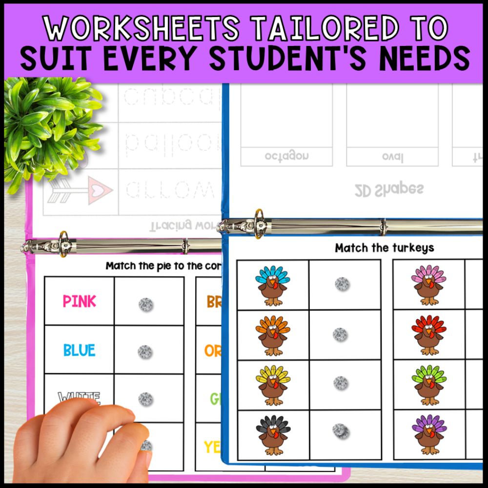 special education morning work binders - thanksgiving worksheets for every students needs