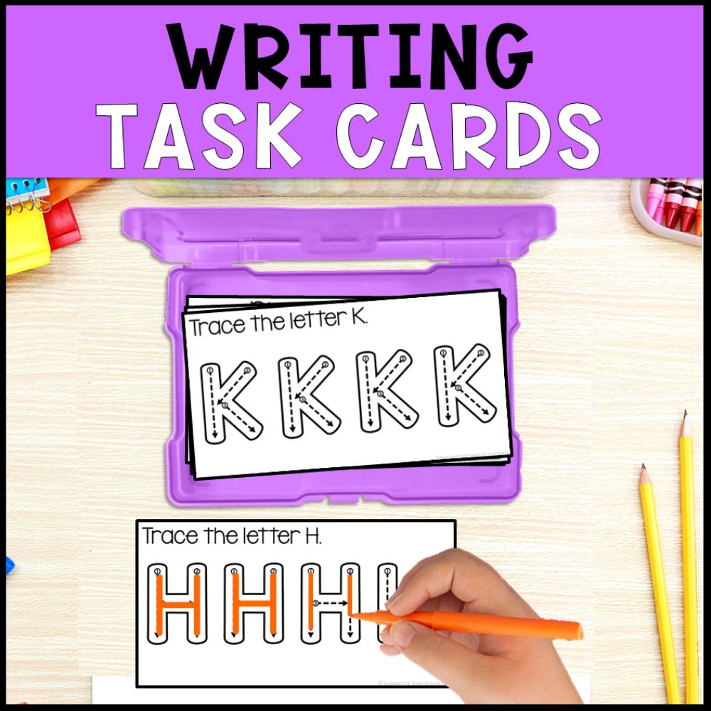 special education task boxes - early reading writing math task cards writing task cards