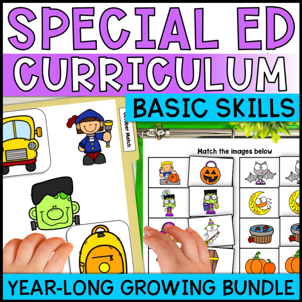 special education basic concepts curriculum ela math growing bundle cover