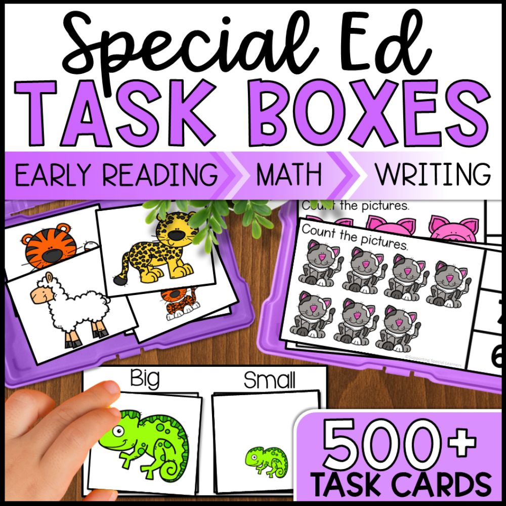 Special Education Task Boxes - Early Reading, Writing and Task Cards