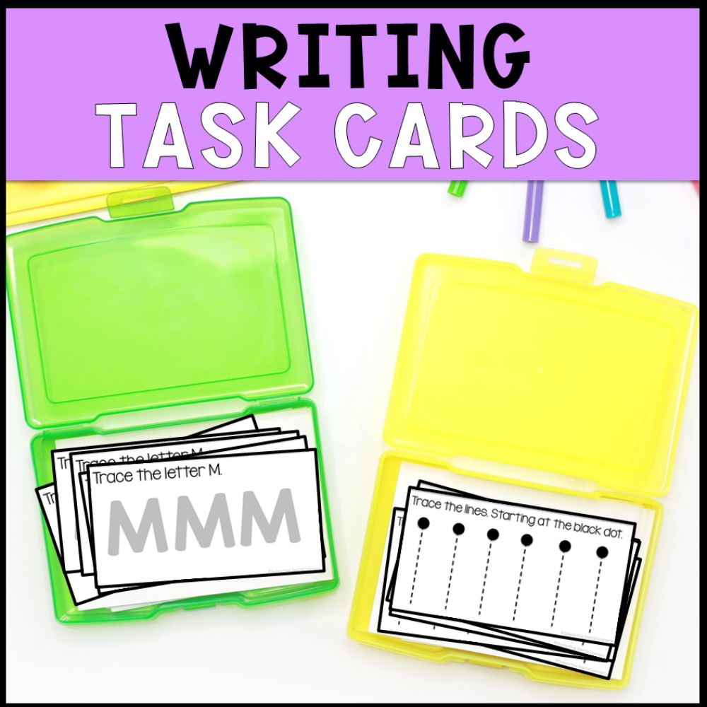 special education task boxes writing task cards