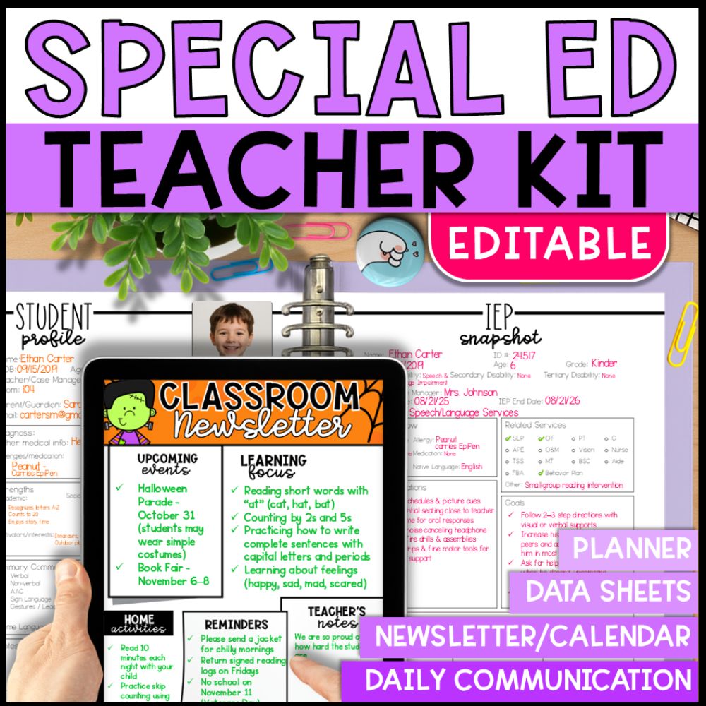 Special Education Teacher Kit - Data Sheets Template