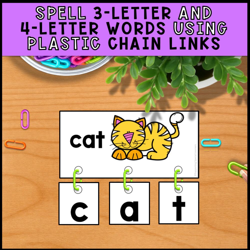 Spelling Linking Chains: Fine Motor Activity - Literacy Center