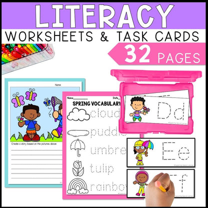 spring math and literacy centers literacy worksheets and task cards