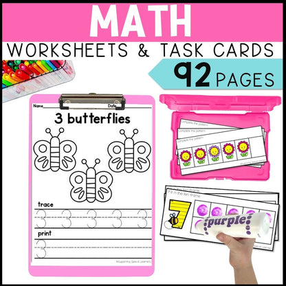 spring math and literacy centers math worksheets and task cards