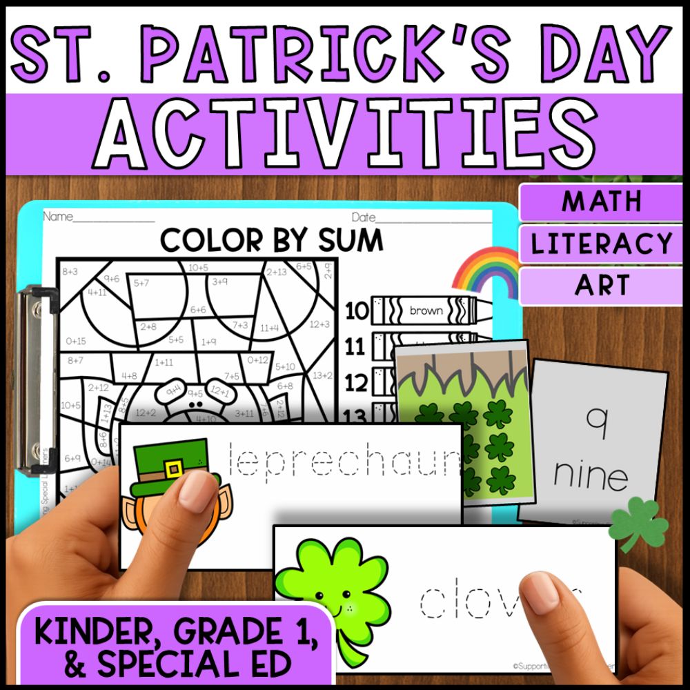 St. Patrick's Math, Literacy & Art Activities - Special Education