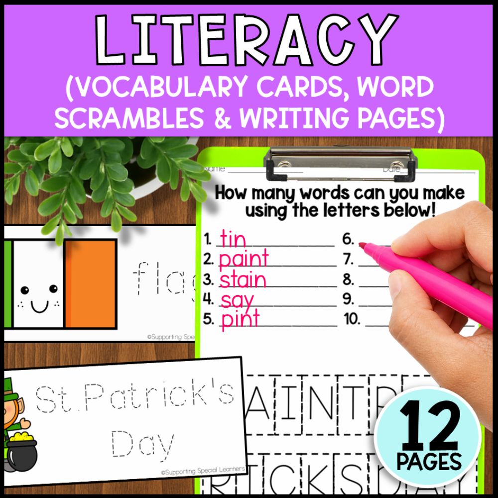 St. Patrick's Math, Literacy & Art Activities - Special Education