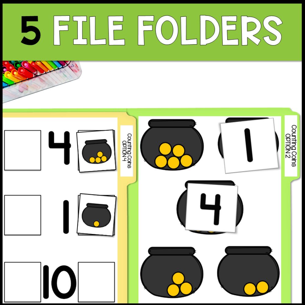 st patricks day counting 0 to 10 5 file folders