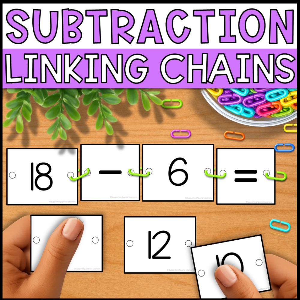 Chain Links Math Subtraction Linking Chains: Fine Motor Activity - Math Centers