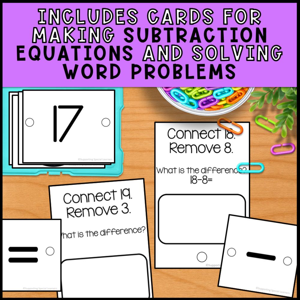 Subtraction Linking Chains: Fine Motor Activity - Math Centers