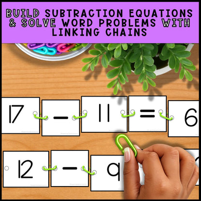 Subtraction Linking Chains: Fine Motor Activity - Math Centers
