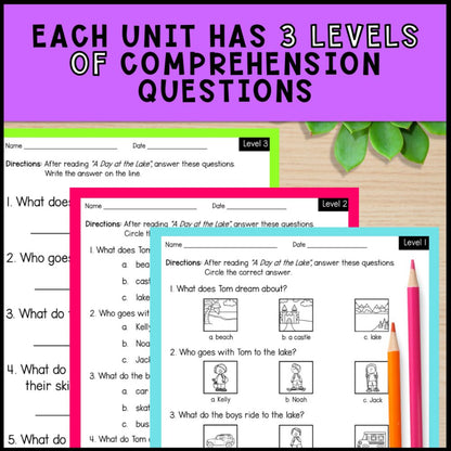 Summer Adapted Books with Comprehension Activities - Special Education