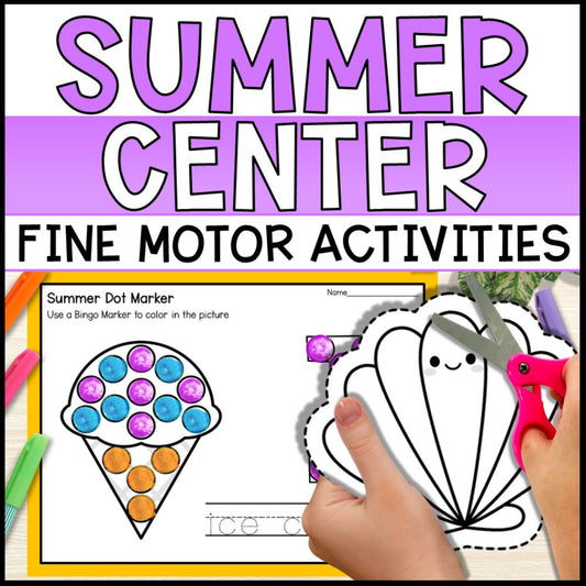 Summer Themed Centers Bundle - Fine Motor Activities & Worksheets