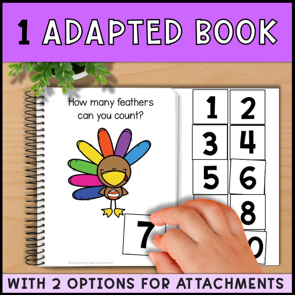 Thanksgiving Counting 0 to 10: Adapted Book, Task Cards & File Folders