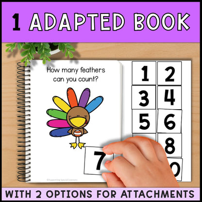 Thanksgiving Counting 0 to 10: Adapted Book, Task Cards & File Folders