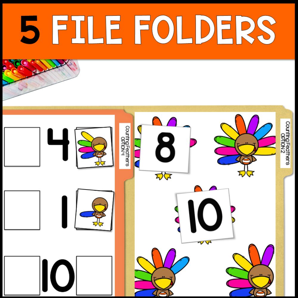 thanksgiving counting 0 to 10 5 file folders