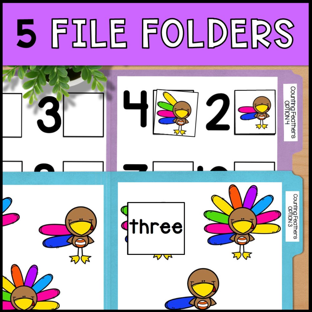Thanksgiving Counting 0 to 10: Adapted Book, Task Cards & File Folders