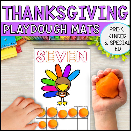Thanksgiving Playdough Mats: Counting Using Ten Frame - Math Centers