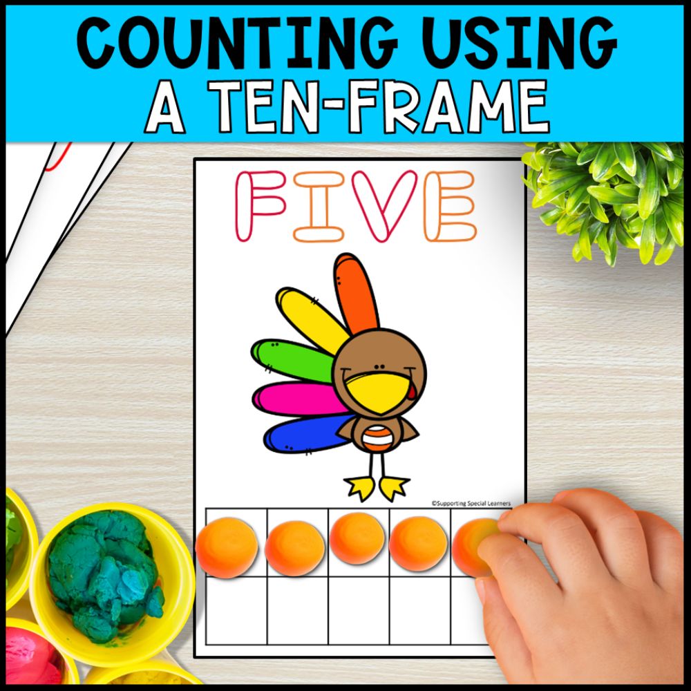 thanksgiving playdough mats counting using ten frame