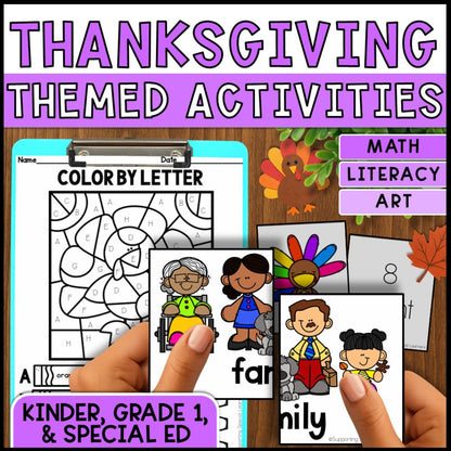 Thanksgiving Math, Literacy & Art Activities - Special Education