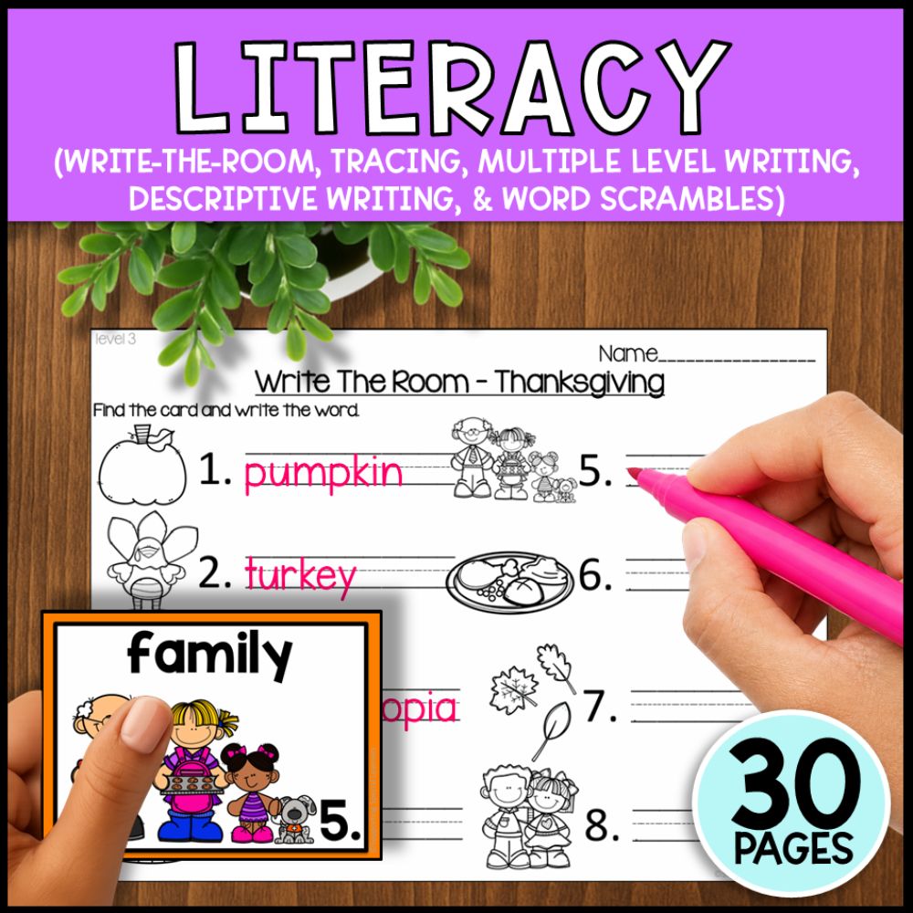 Thanksgiving Math, Literacy & Art Activities - Special Education