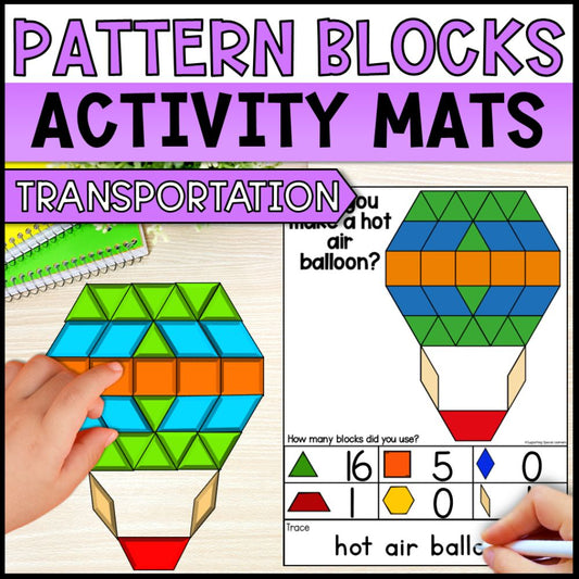 Transportation Theme Pattern Block Pictures Mats: 2D Shapes and More