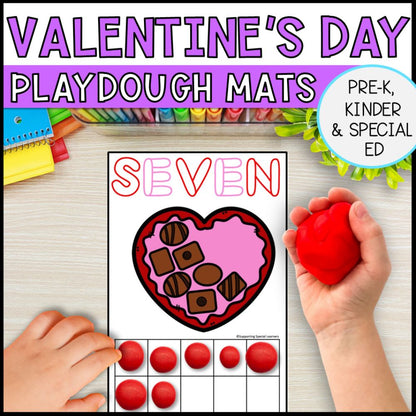 Valentine's Day Playdough Mats: Counting using Ten Frame - Math Center