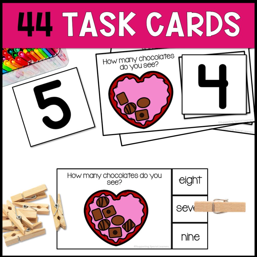 valentines day counting 0 to 10 44 task cards