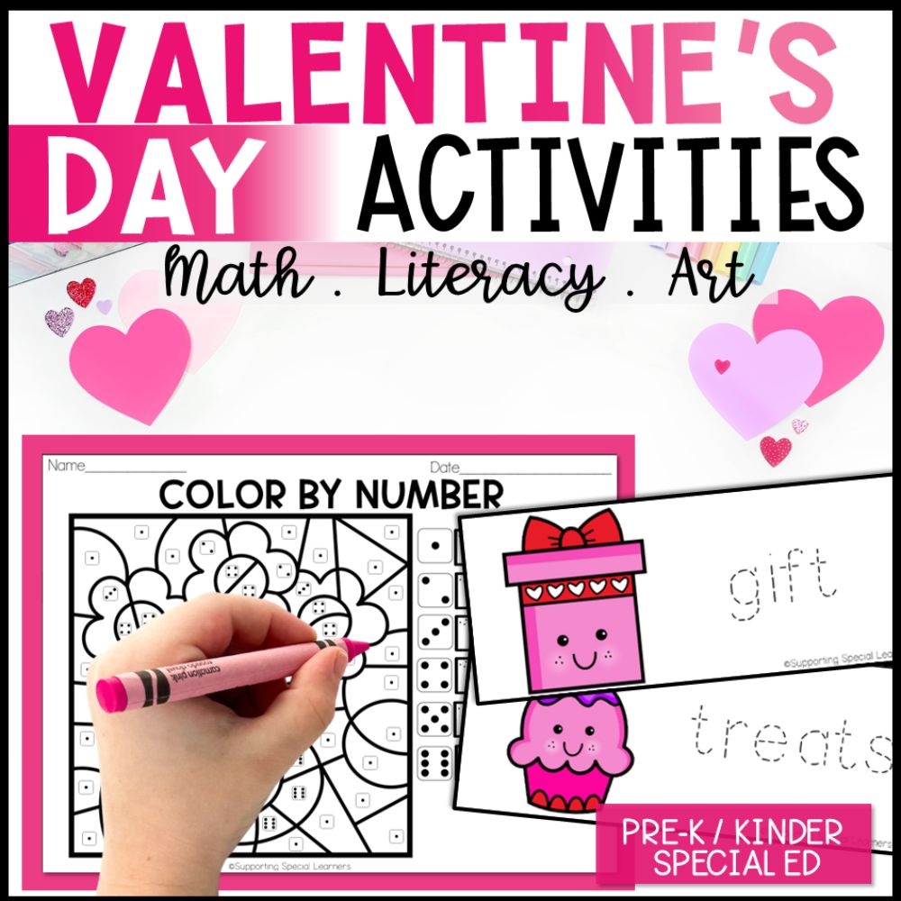 valentines math, literacy and art cover